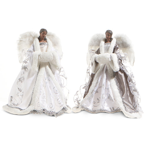 Raz Imports 2023 Winter Frost 16" Angel Tree Topper African-American, Asst of 2