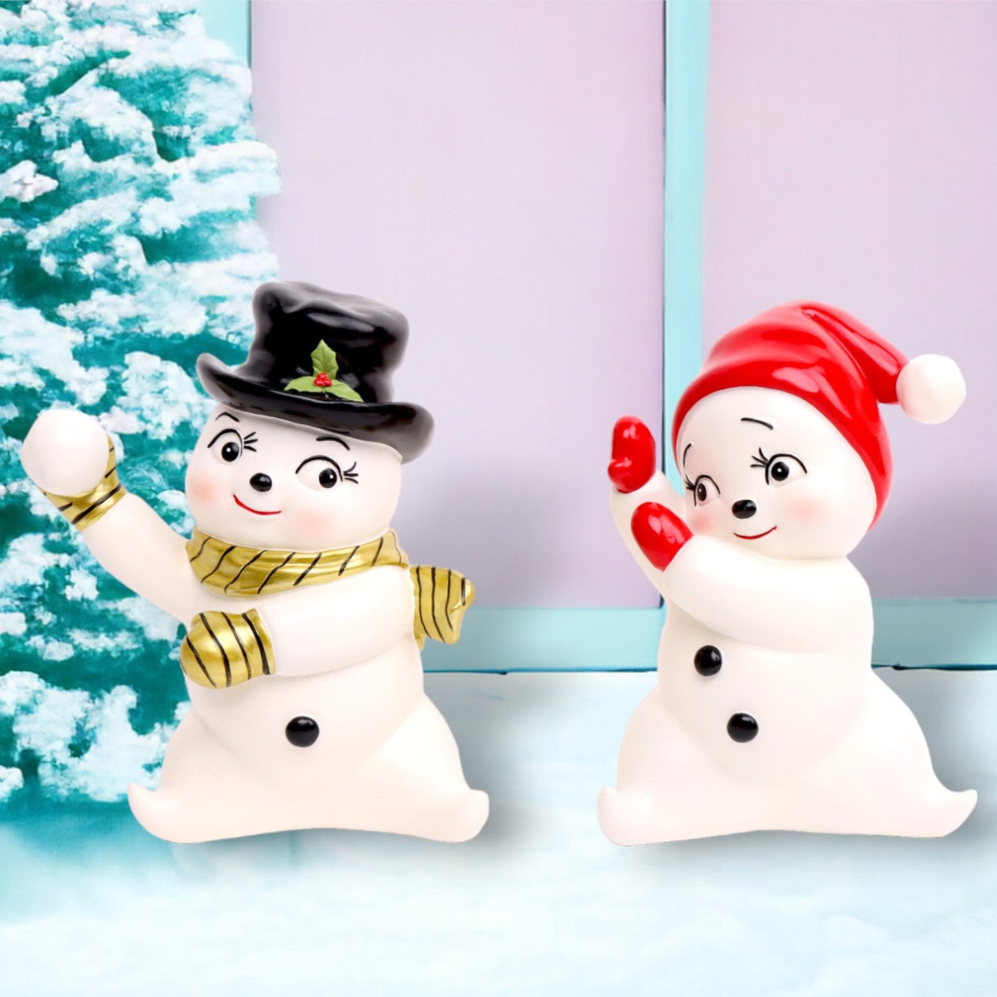 December Diamonds Retro Christmas Set Of 2 Retro Snow Kids Playing