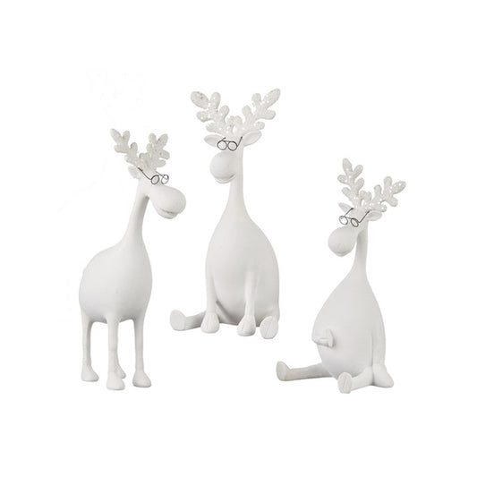 Raz Imports 2021 Snowed In 12-inch Moose with Glasses Figurine Assortment of 3