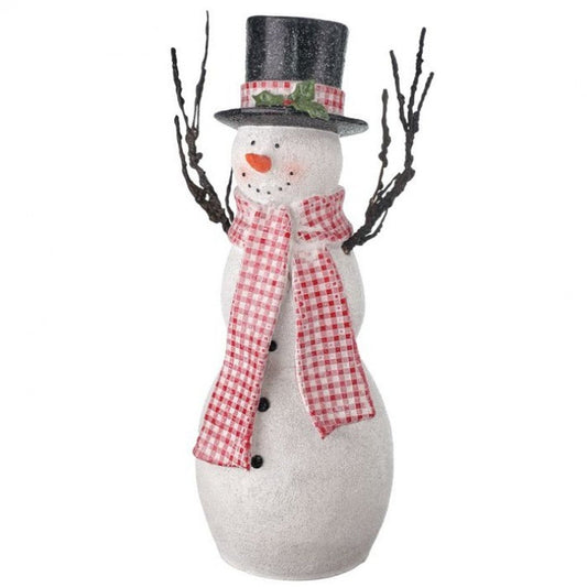 Christmas Carousel Collection 18" Resin Snowman with Red Gingham Check Scarf