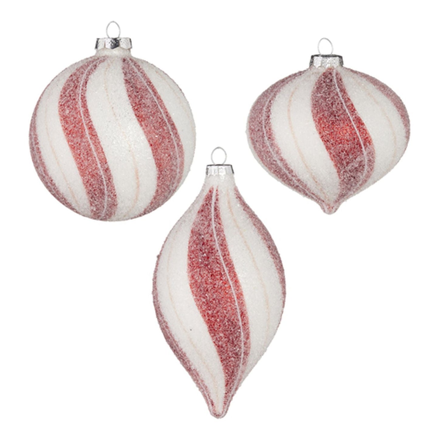 Raz Imports 2021 4-inch Peppermint Stripe Ornament, Assortment of 3