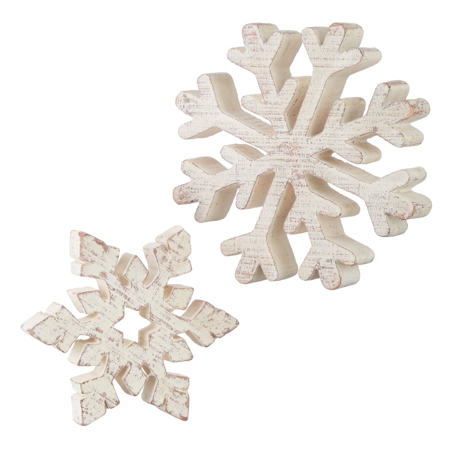 Raz Imports Yuletide Gathering 8.75" Distressed Snowflake, Set of 2