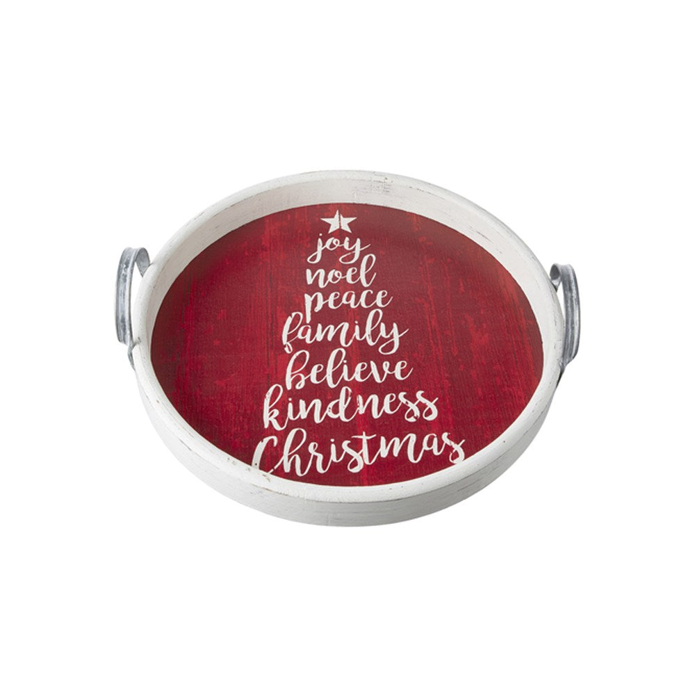 Raz Imports 2021 16.25-inch Words Of Christmas Round Tray with Handles