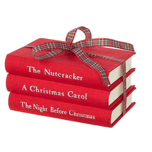 Raz Imports Nutcracker Traditions 8" Red Stacked Christmas Books