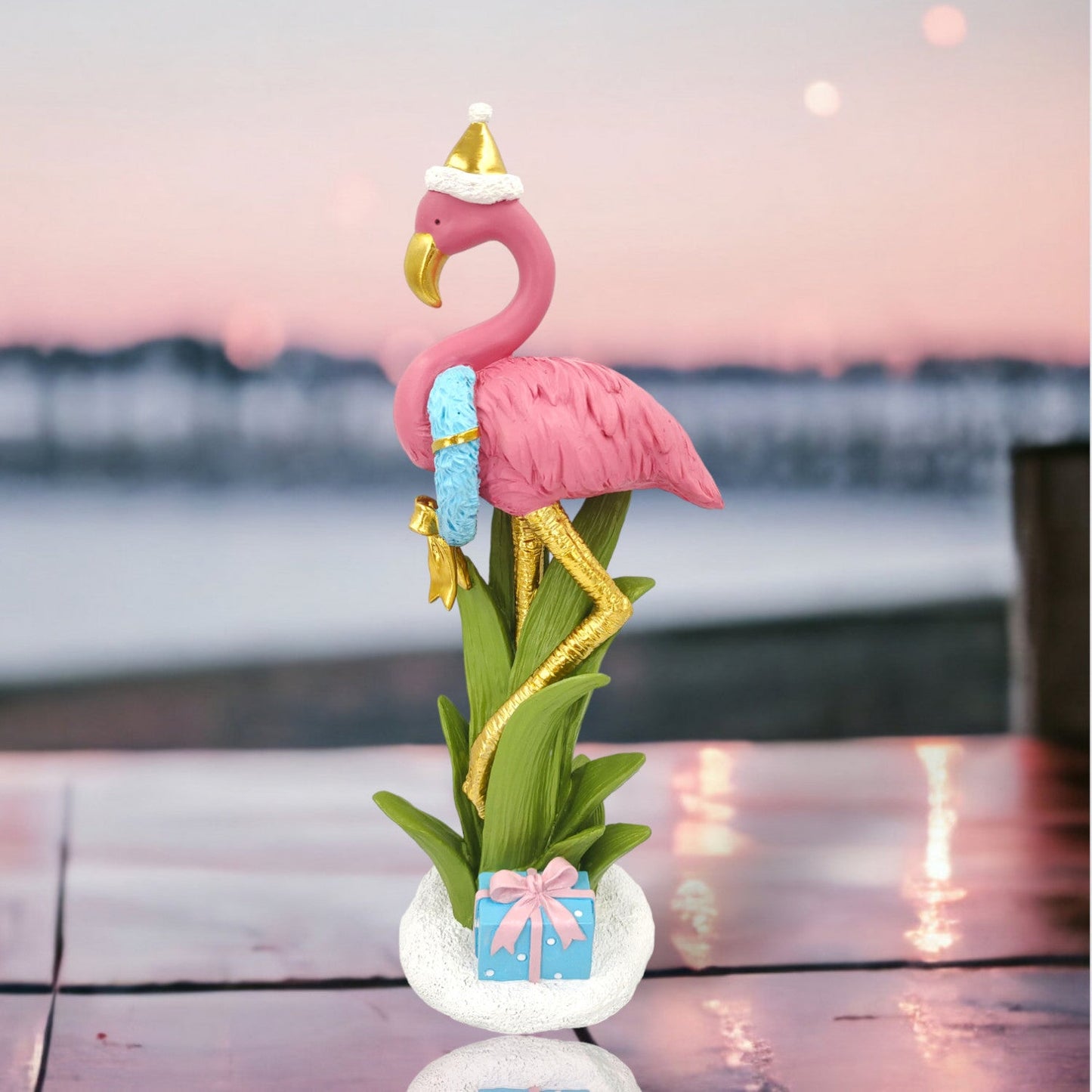 December Diamonds Deck The Palms Flamingo With Wreath