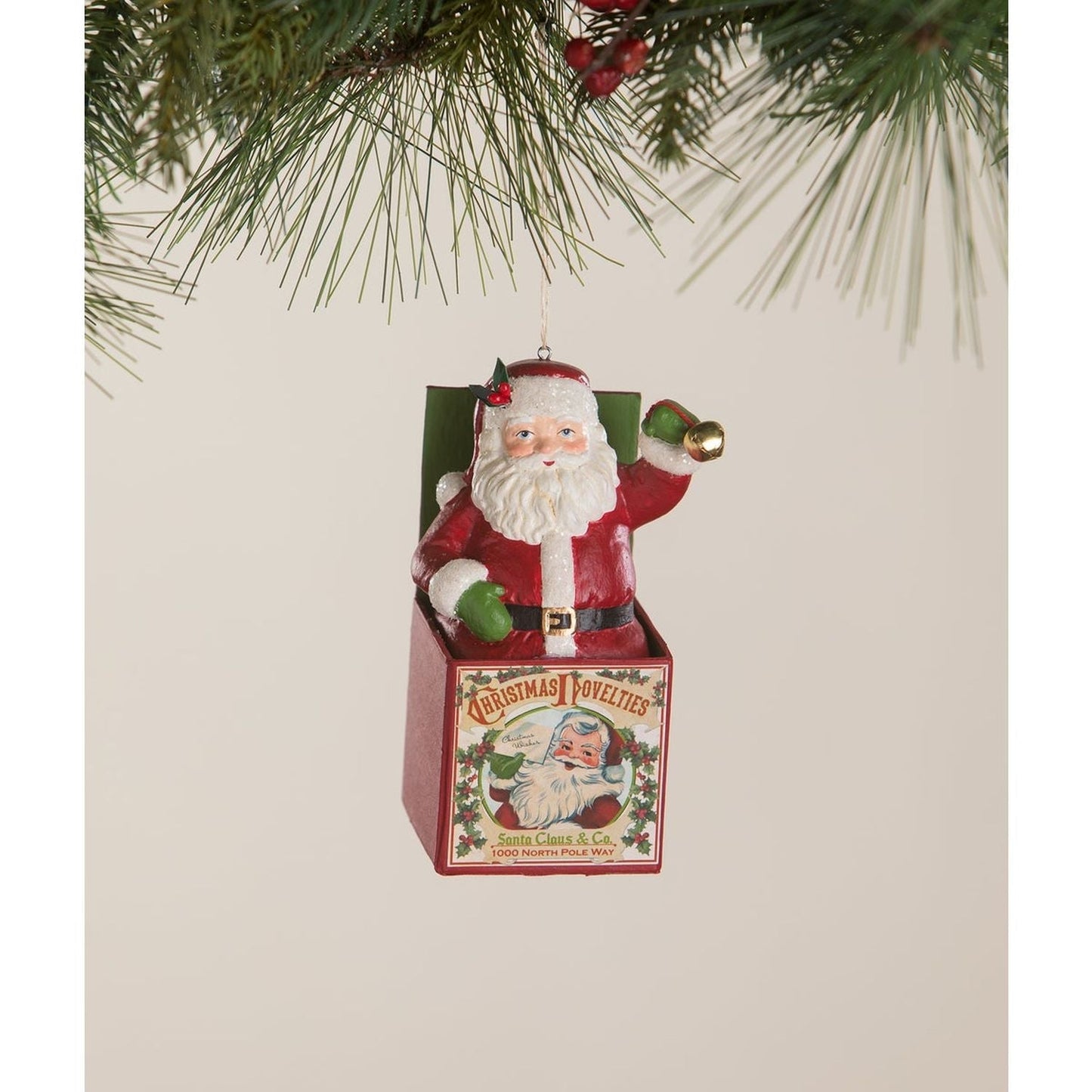 Bethany Lowe Santa In The Box Ornament