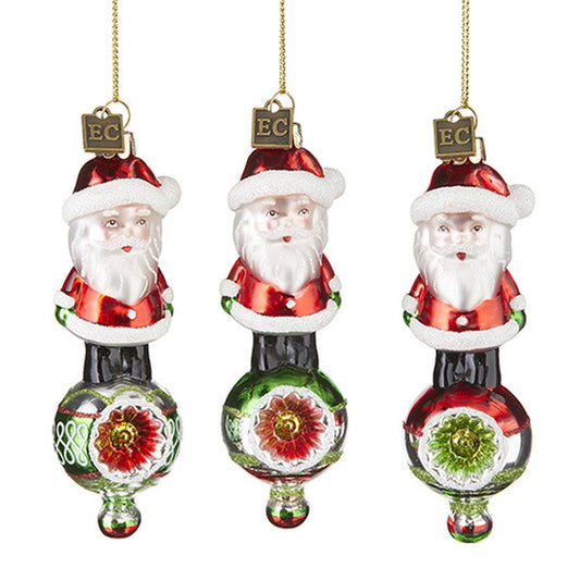 Raz Imports 2022 Eric Cortina 4.75" Retro Santa Ball Ornament, Asst Of 3