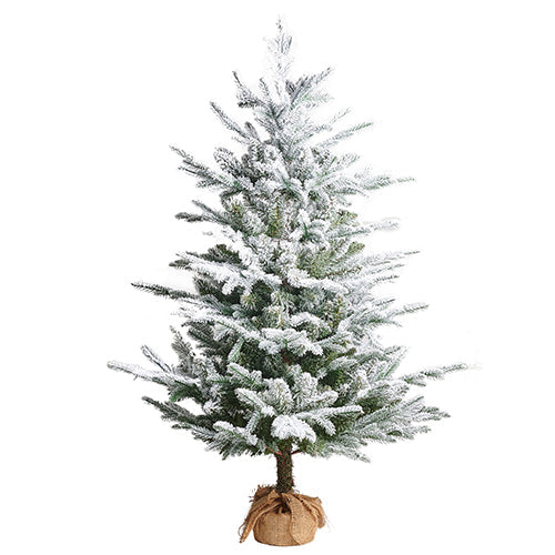 Raz Imports Greenery 2023 4.5' Flocked Tree In Burlap Bag