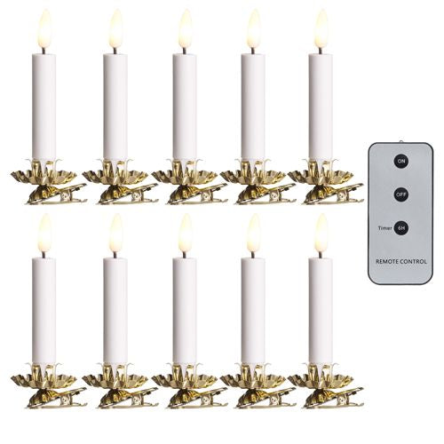 Raz Imports 2023 O Tannenbaum 4" Box of 10 Clip-On Lighted Candles With Remote