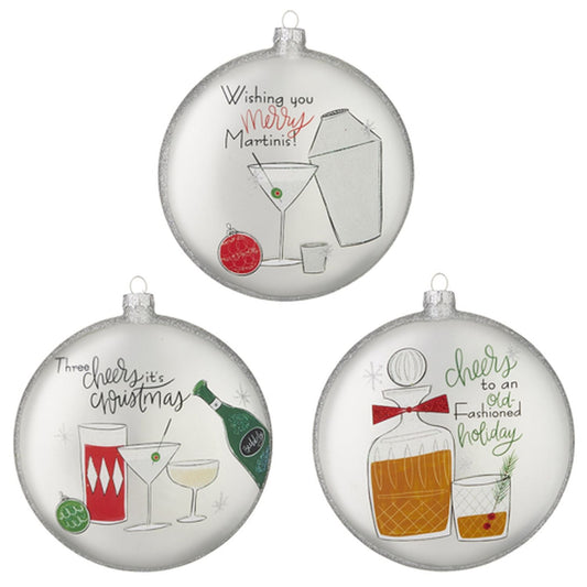 Raz Imports 2021 Country Kitchmas 5-inch Holiday Cheer Disc Ornament, 3 Assorted