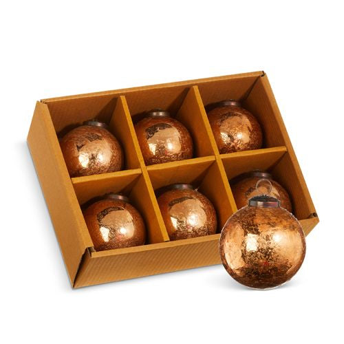 Raz Imports 2023 Holiday House Box of 6 Antique Copper Ball Ornaments