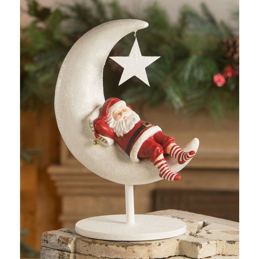 Bethany Lowe Good Night Santa On Moon Figurine