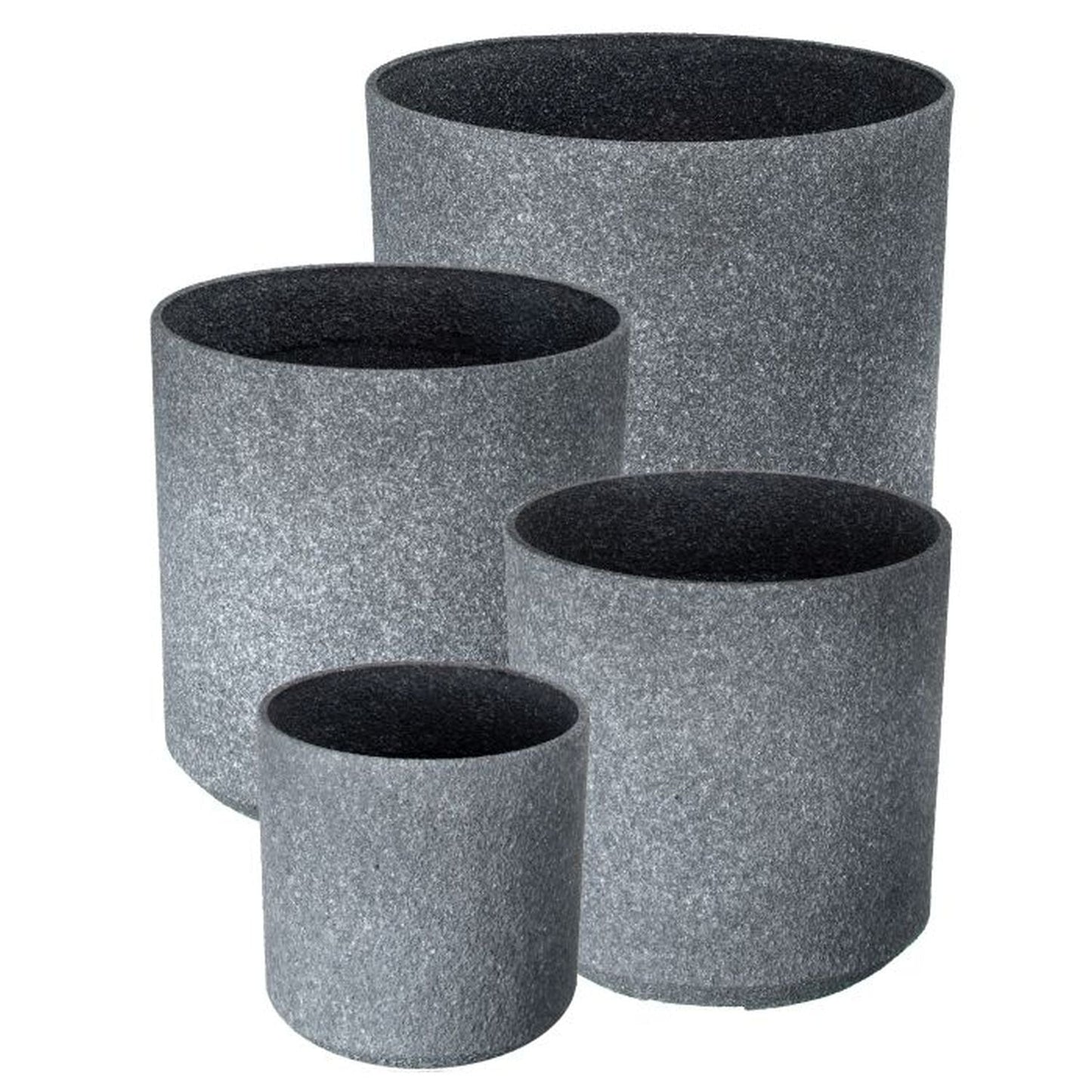 Regency International Fiber Resn Volcanic Round Planter 8-17"D, Set Of 4