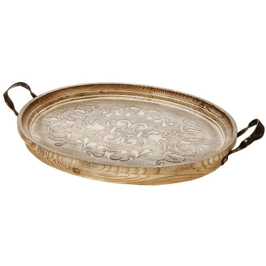 Raz Imports Reclaimed Elegance 26" Distressed Scroll Tray.