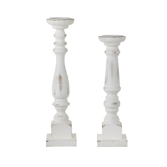 Raz Imports 2022 Countryside Christmas 20" Distressed White Candle Holder, 2 Set