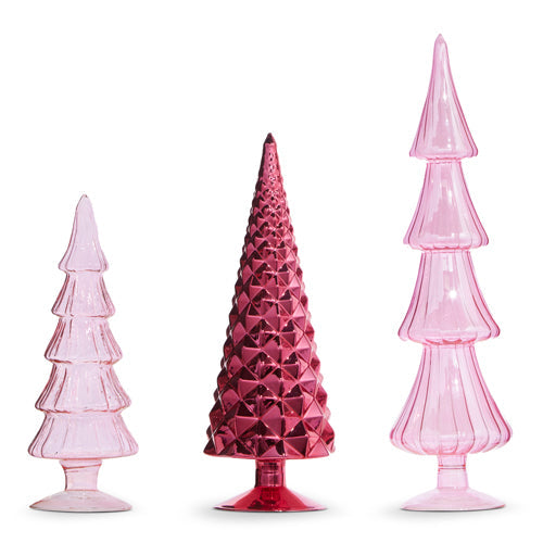 Raz Imports 2023 Charming Holiday 14.25" Pink Trees, Set of 3