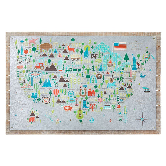 Raz Imports Great Outdoors 40.75" Embossed Map Wall Art