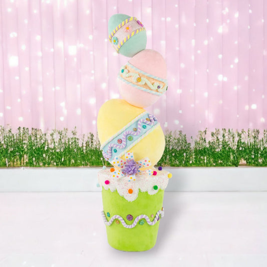 Eggstra Sweet Stacked Egg Topiary Figurine, Multicolor