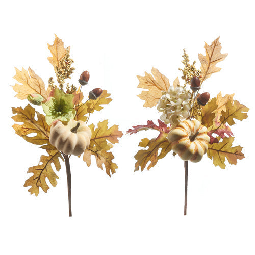 Raz Imports 2023 Holiday House 17" Maple Leaf And Pumpkin Pick, Asst of 2