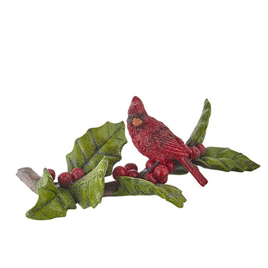 Raz Imports 2022 Countryside Christmas 9.25" Cardinal On Holly Branch