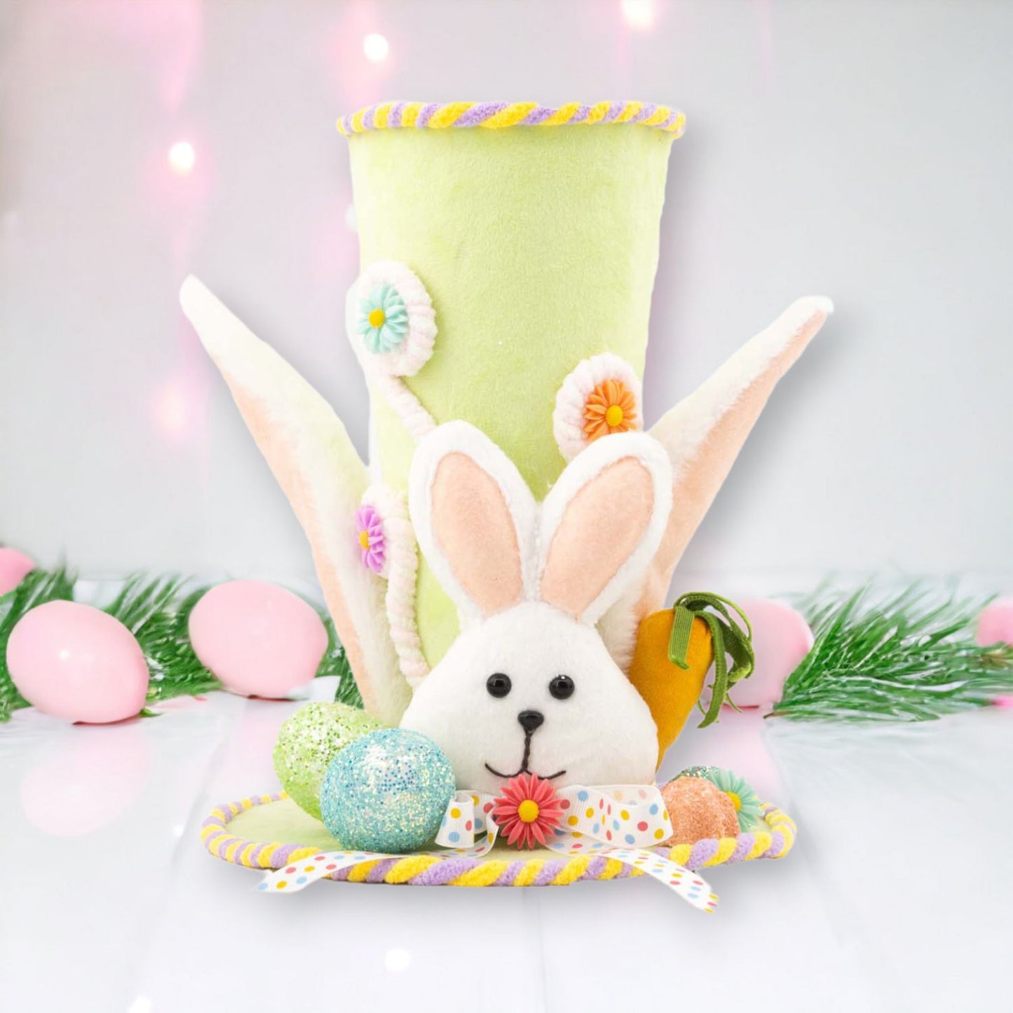 December Diamonds Eggstra Sweet Green Bunny Hat Figurine