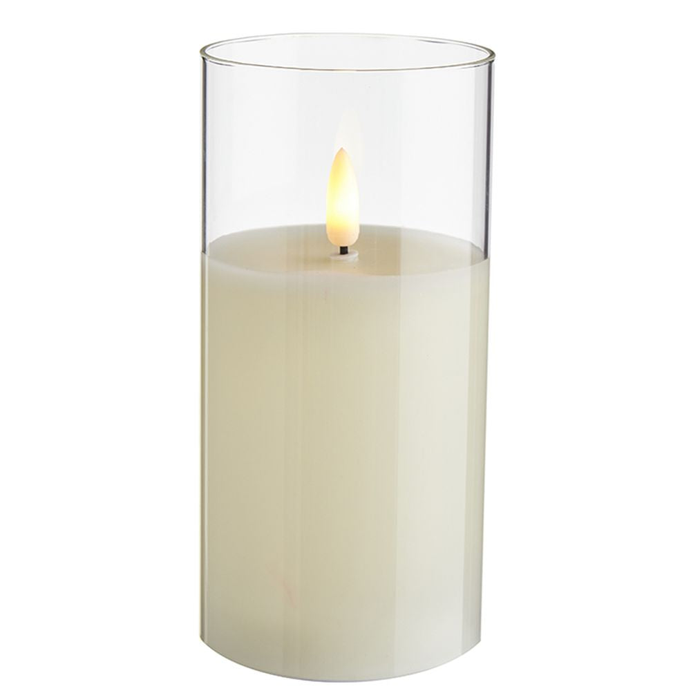 Raz Imports 2023 3" X 6" Clear Glass Ivory Pillar Candle