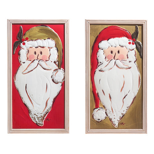 2023 Heartfelt Holiday 23.75" Santa Embossed Metal Framed Wall Art, Asst of 2