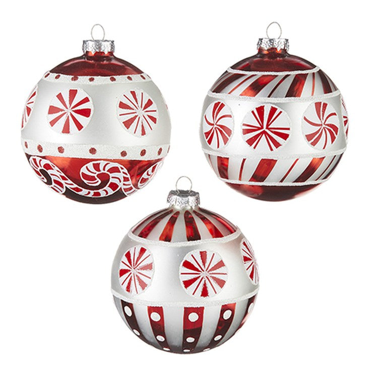 Raz Imports 2022 Merrymint 4" Peppermint Pattern Ornament, Asst Of 3