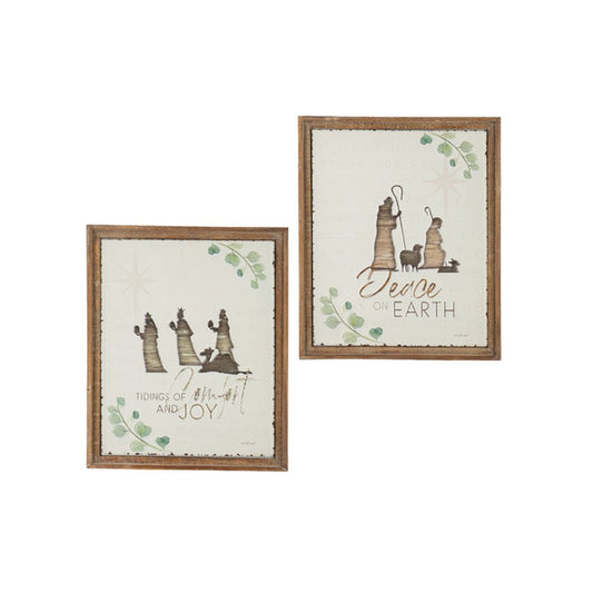 Raz Imports 2021 20-inch Christmas Wishes Framed Wall Art, Assortment of 2