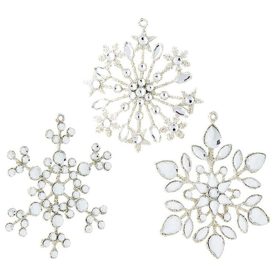 Raz Imports All That Glistens 4-Inch Jeweled Snowflake Ornament, Assortment of 3