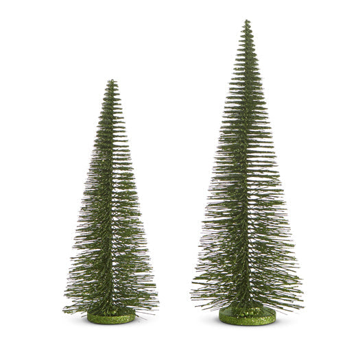 Raz Imports 2023 Dashing Through The Snow 24" Green Bottle Brush Trees, Set of 2