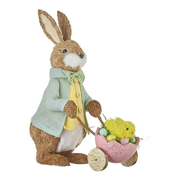 Raz Imports Storybook Spring 15.5" Bunny With Chick In Wagon