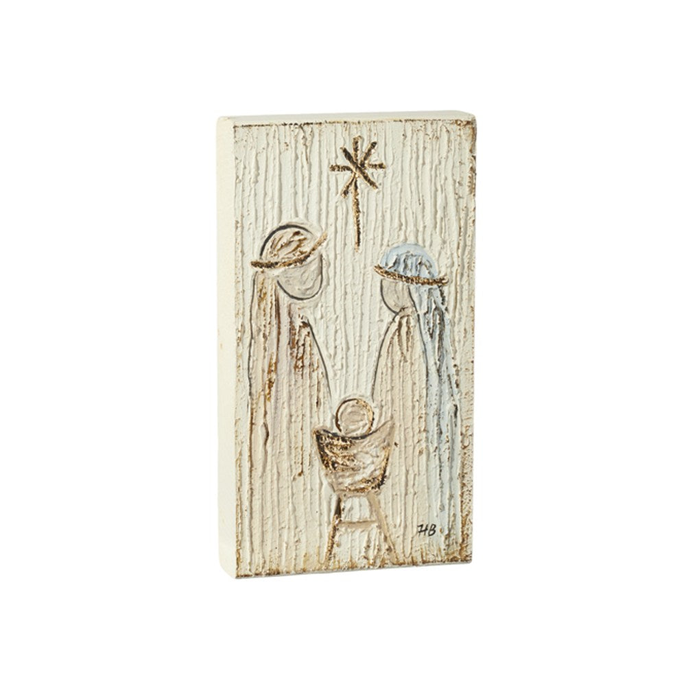 Raz Imports 2021 11.75-inch Holy Family Textured Rectangular Block Decor