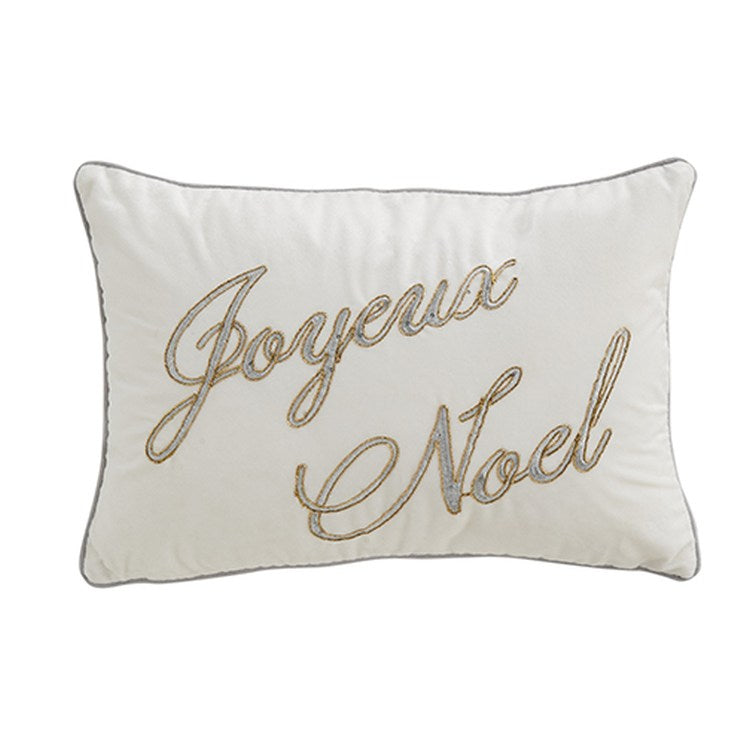 Raz Imports 2022 City Of Lights 20" Joyeux Noel Embroidered Lumbar Pillow