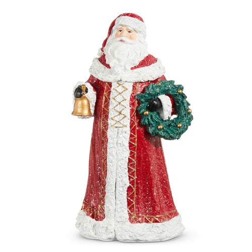 Raz Imports 2023 Sleigh Bells 11.75" Santa Holding Wreath And Bell