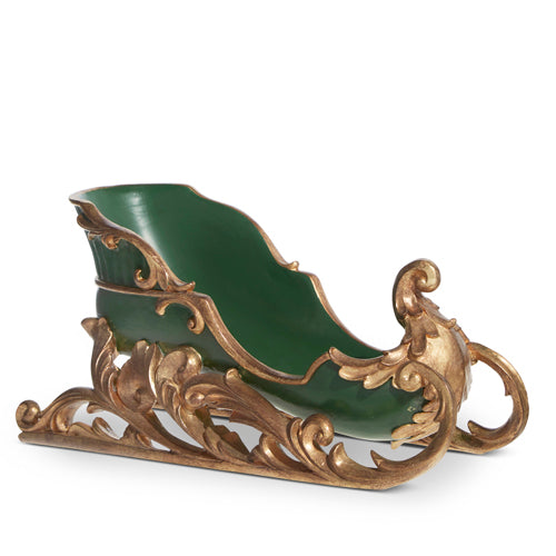 Raz Imports 2023 Classic Carols 16" Green And Gold Sleigh