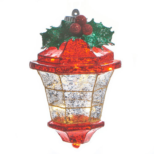 Raz Imports 2023 Classic Carols 5.75" Lighted Red Lantern Mercury Glass Ornament