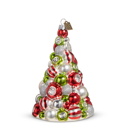 Raz Imports Eric Cortina 2023 5.5" Red, Green And White Reflector Tree Ornament