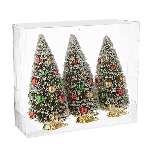 Raz Imports 2023 Classic Carols 6" Box of 3 Clip-On Bottle Brush Tree Ornaments