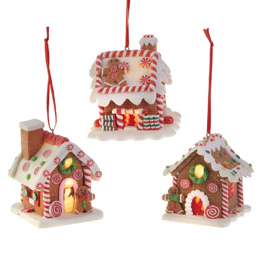 Raz Imports 2020 Kringle Candy Co. Lighted Gingerbread House Ornament- Asst 3