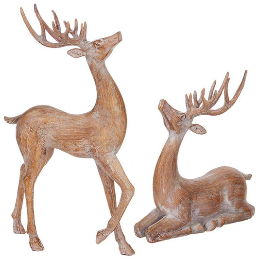 Raz Imports Pinecone Lodge 14.5" Deer, Set of 2 Figurines