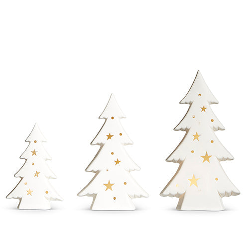 Raz Imports 2023 All Is Calm 9.75" Lighted Trees, Set of 3