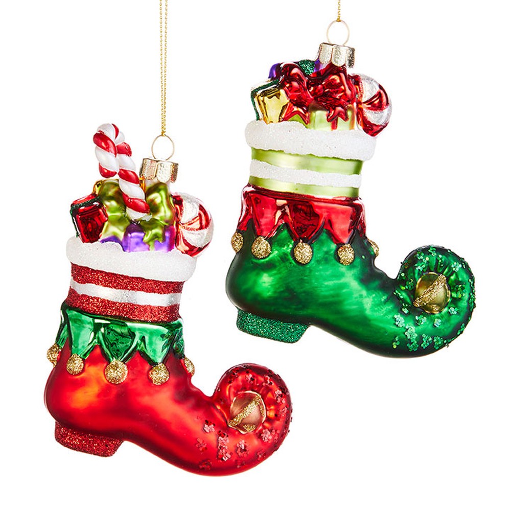 Raz Imports 2020 4.75-Inch Elf Shoe Ornament, Assortment of 2