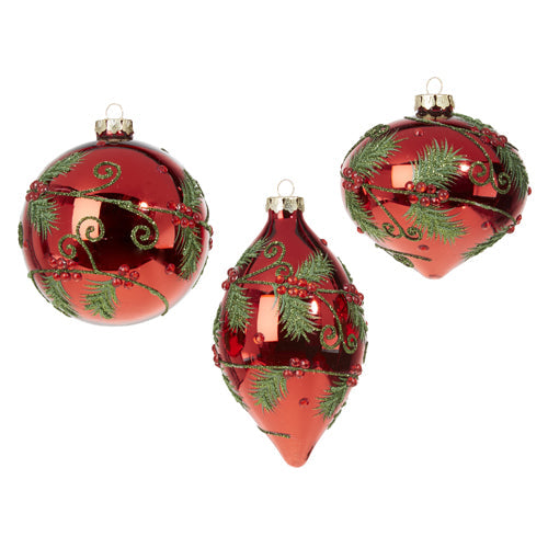 Raz Imports 2023 Sleigh Bells 6" Berry Branch Ornament, Asst of 3