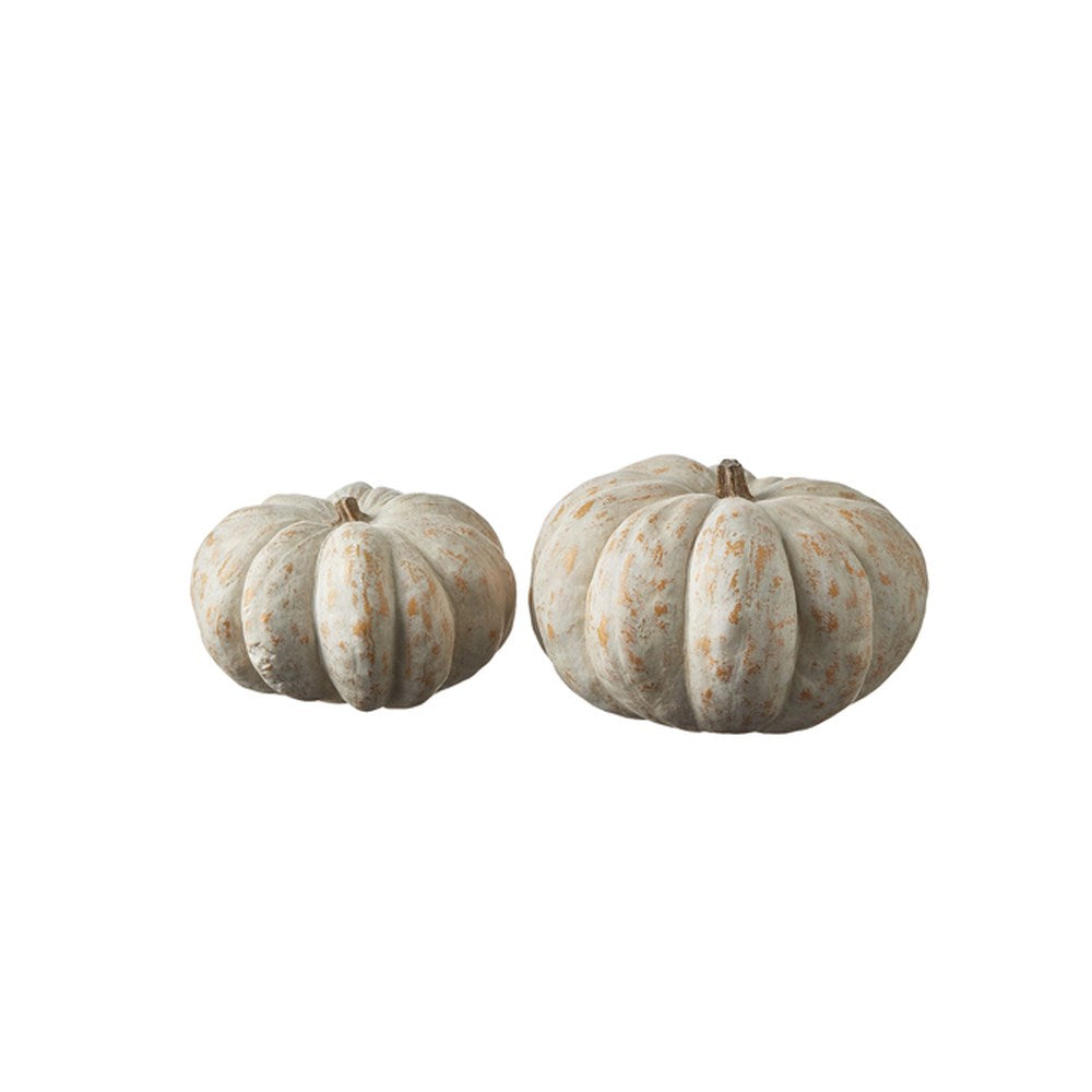 Raz Imports 2021 The Gathering Place 10" Distressed Pumpkins Figurine, Set of 2