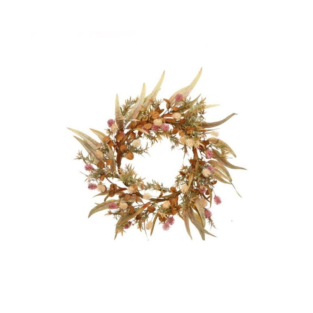 Regency International Faux Prickly Pod/Japanese Maple/Grass Wreath, 24 inches