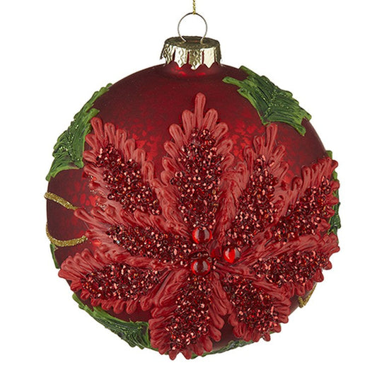 Raz Imports 2022 Making Spirits Bright 5" Glittered Red Magnolia Ornament