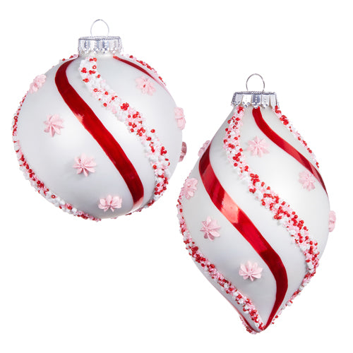 Raz Imports 2023 Jingle & Cocoa 4.5" Beaded Peppermint Ornament, Asst of 2