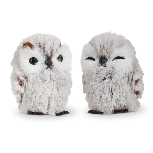 Raz Imports 2023 Natural Noel 3" Grey Owl Ornament, Asst of 2