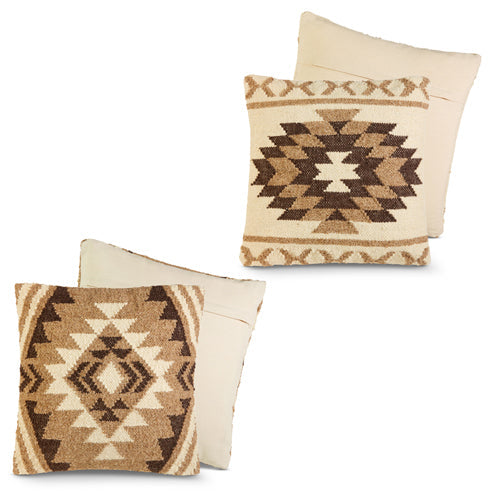 Raz Imports 2023 Natural Noel 18" Kilim Print Pillow, Asst of 2